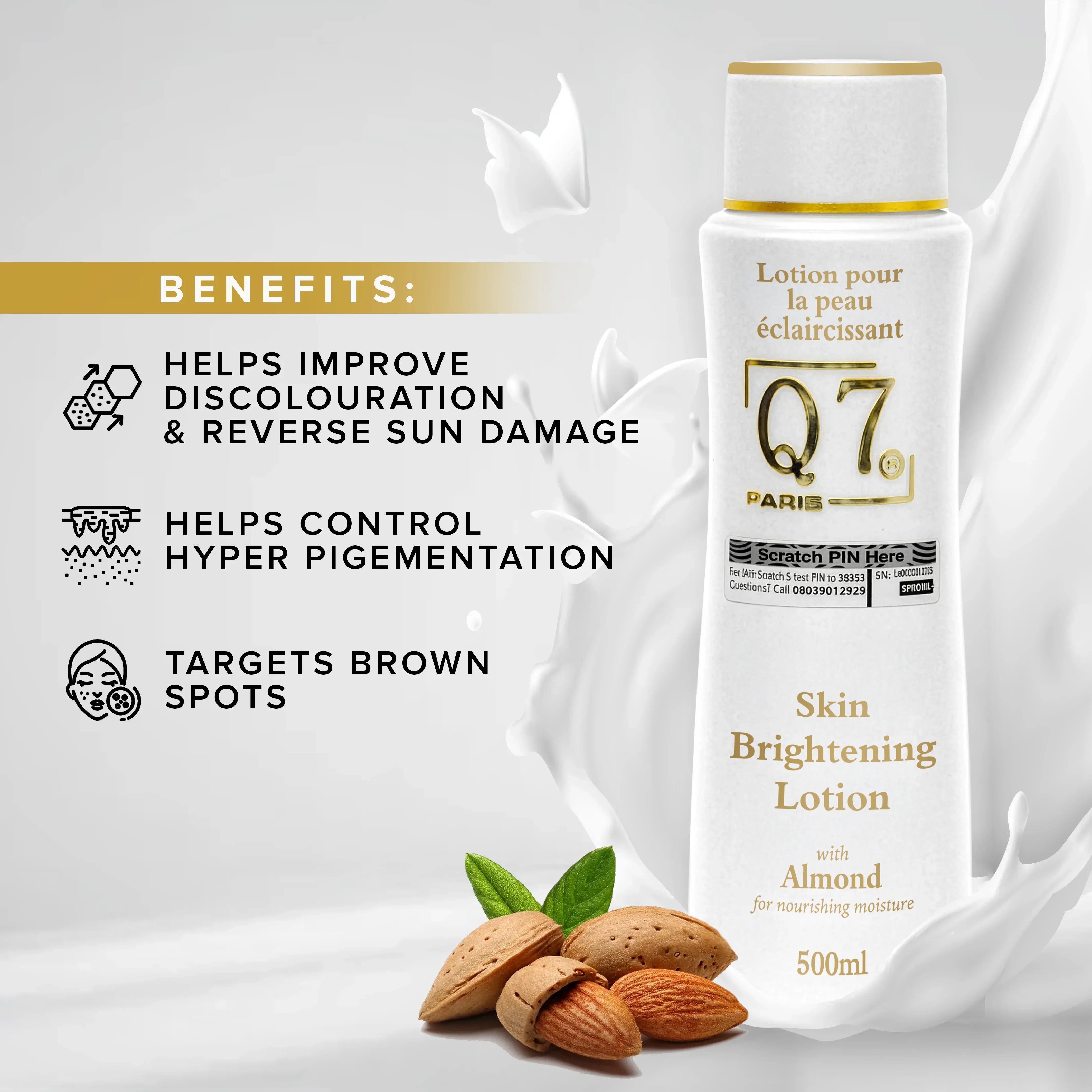 Q7Paris Skin Brightening Lotion (With Almond Oil) – 500ml