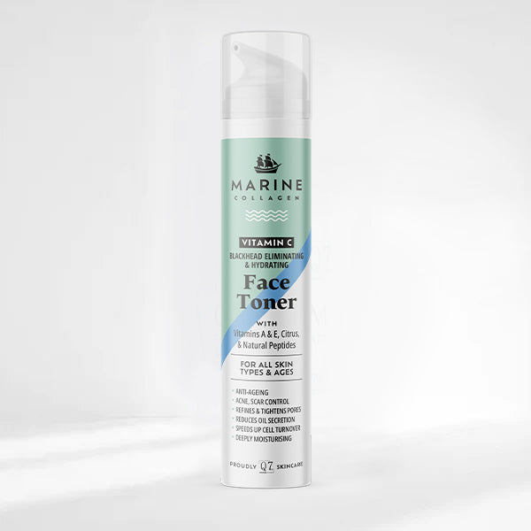 MARINE COLLAGEN Vitamin C, Blackhead Eliminating, & Hydrating Face Toner: with Vitamins A & E, Citrus, & Natural Peptides – 100ml