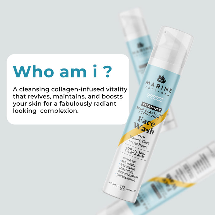 MARINE COLLAGEN Vitamin C Skin Elasticity Activating Face Wash: with Citrus, & Active Elastins – 100ml