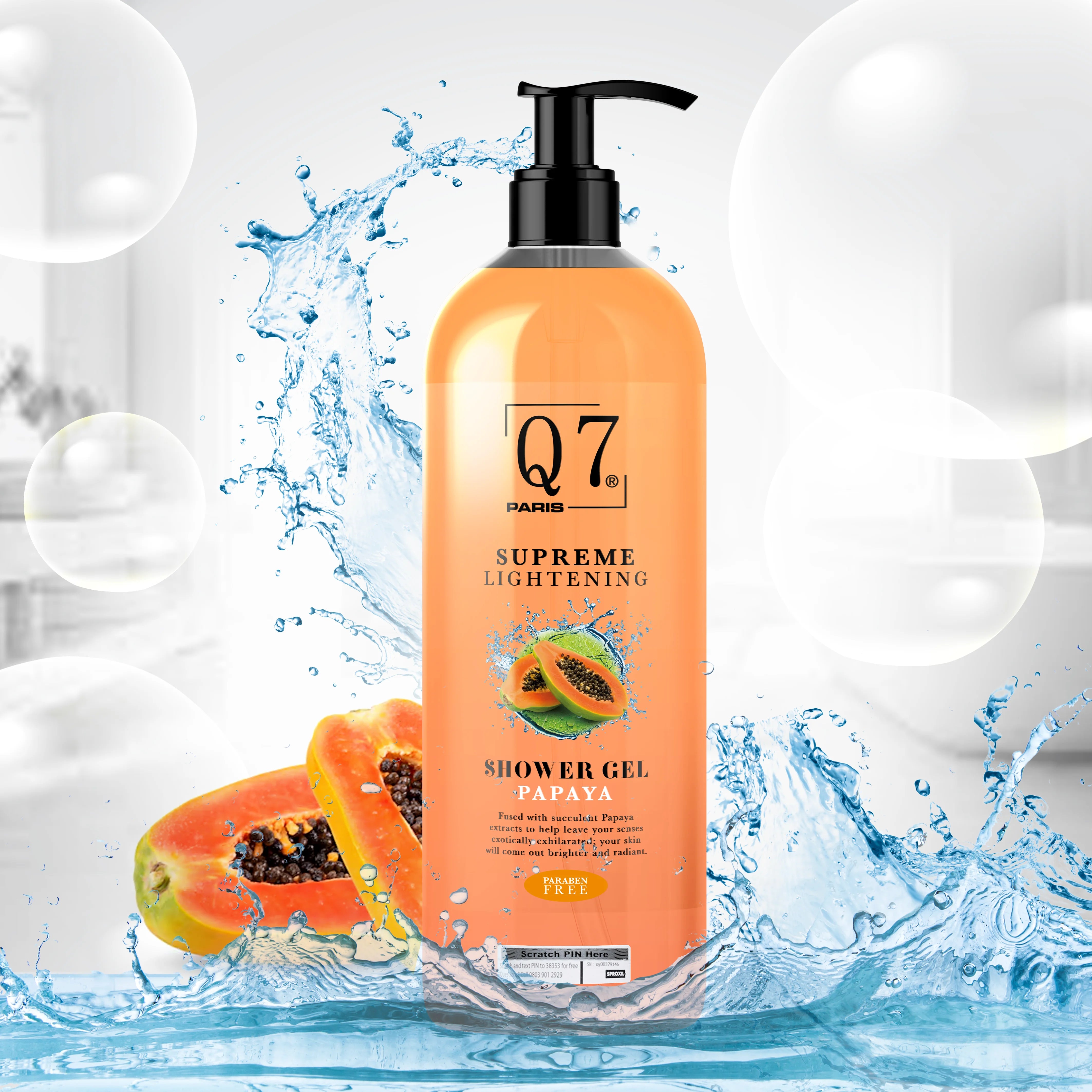 Q7Paris Supreme Lightening Shower Gel: with Licorice and Papaya - 1000ml - Q7Paris Skincare