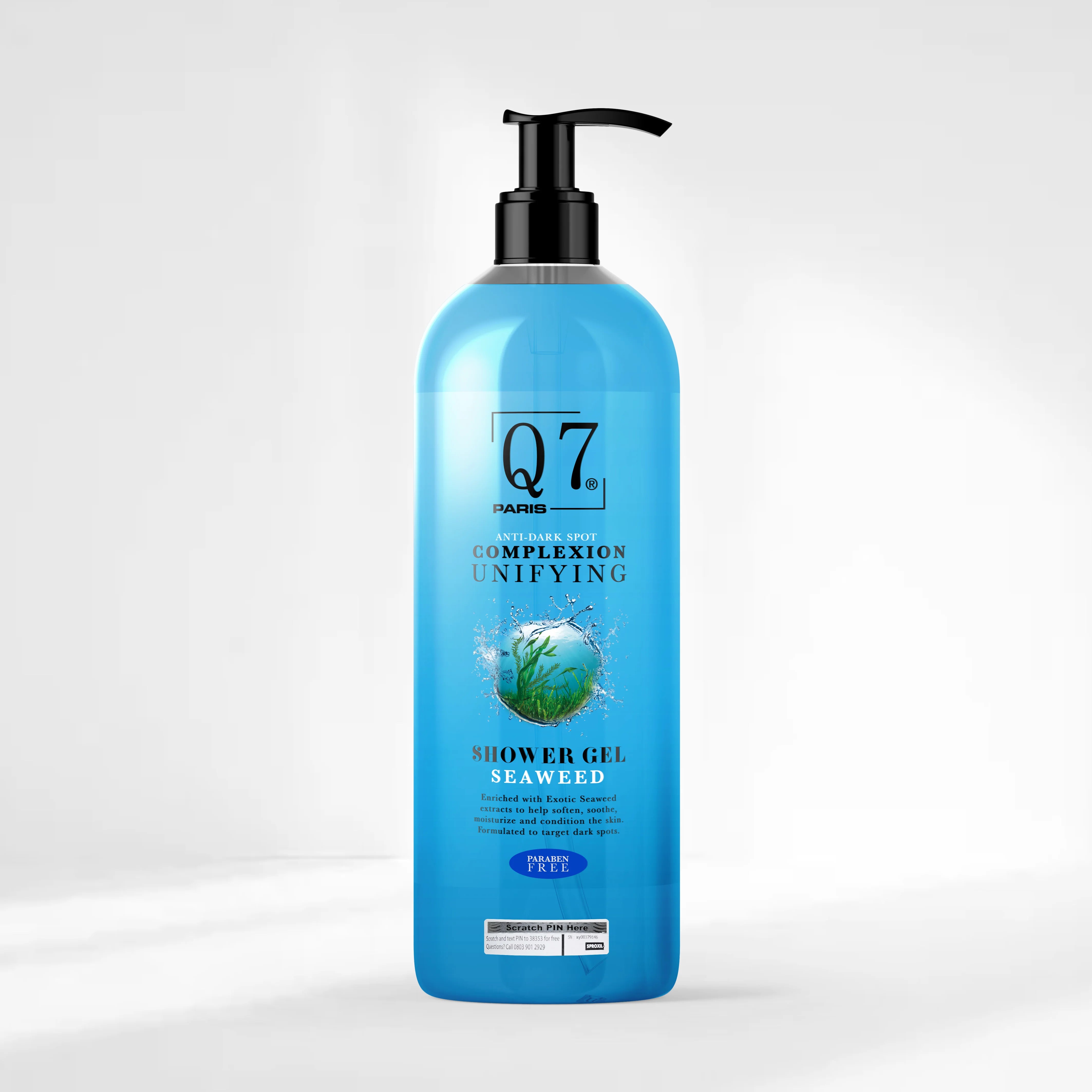 Q7Paris Anti-Dark Spot Complexion Unifying Shower Gel: with Seaweed and Licorice - 1000ml