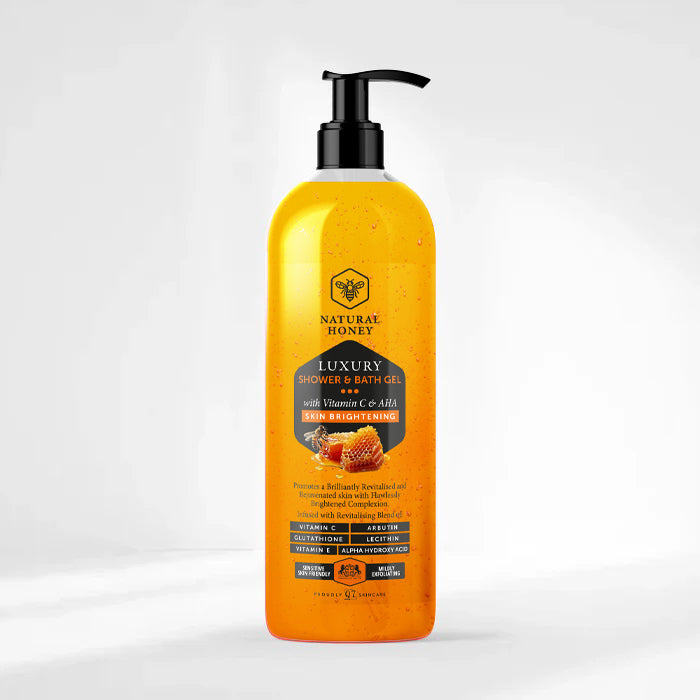 NATURAL HONEY Vitamin C and AHA Skin Brightening Luxury Shower and Bath Gel – 1000ml - Q7Paris Skincare