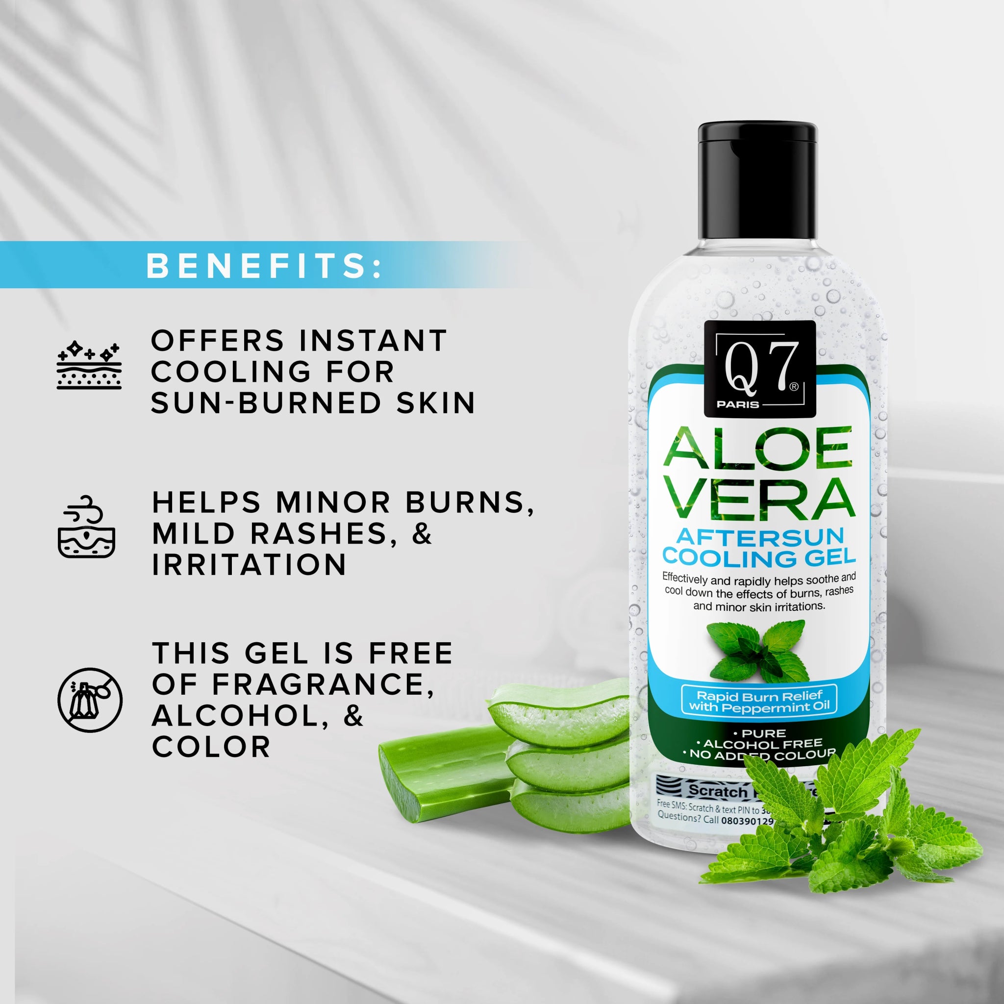 Q7Paris Aloe Vera Gel: After sun Cooling Gel - 250ml