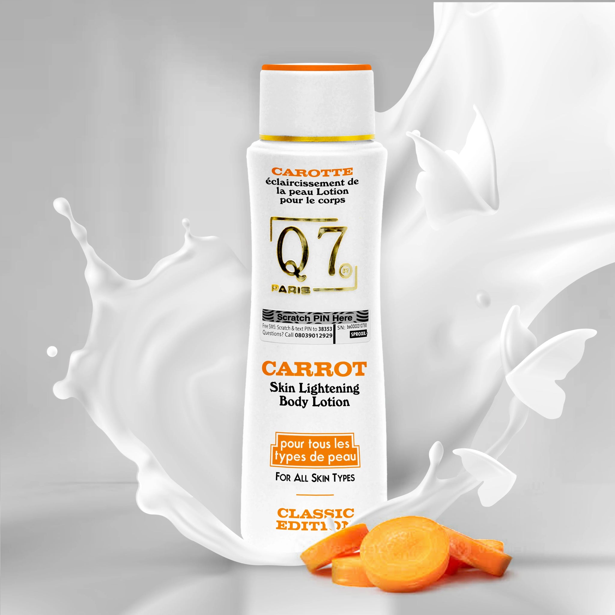 Q7Paris Carrot Skin Lightening Body Lotion – Classic Edition – 300ml