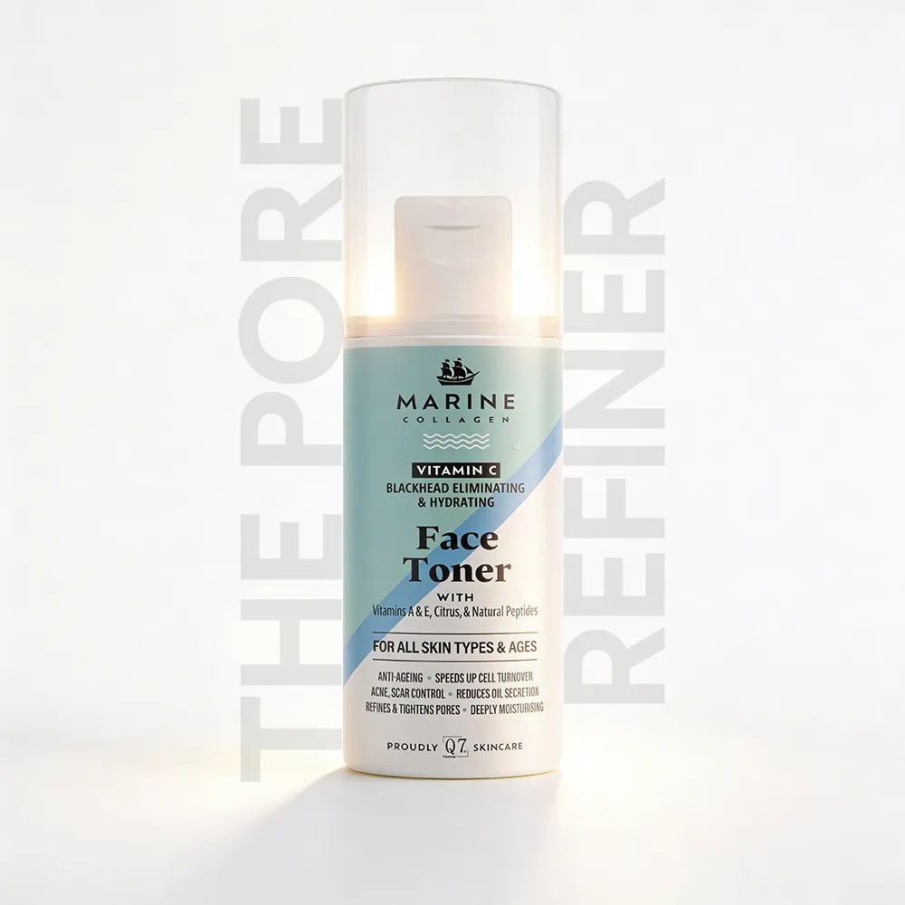 MARINE COLLAGEN Vitamin C, Blackhead Eliminating, & Hydrating Face Toner: with Vitamins A & E, Citrus, & Natural Peptides – 100ml