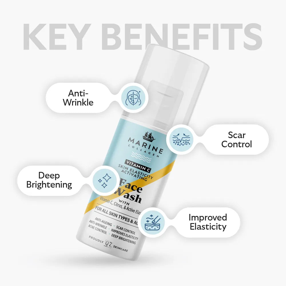MARINE COLLAGEN Vitamin C Skin Elasticity Activating Face Wash: with Citrus, & Active Elastins – 100ml