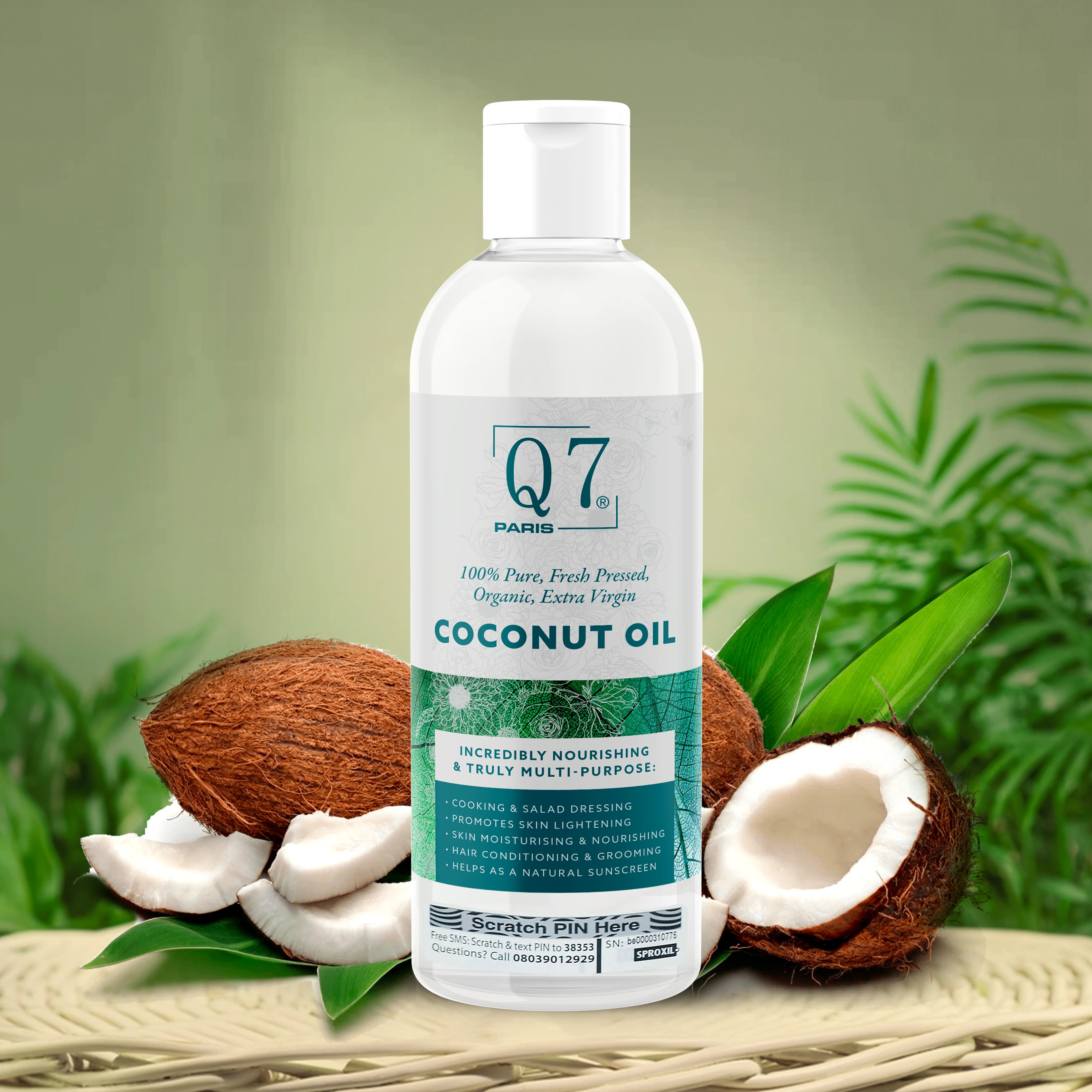 100% Pure, Freshly – Pressed Organic Extra Virgin Coconut Oil – Bottled – 250ml