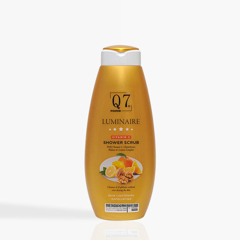 Q7 Paris Luminaire Vitamin C Skin Lightening Shower Scrub with Glutathione, Walnut & Lemon Complex – 750ml