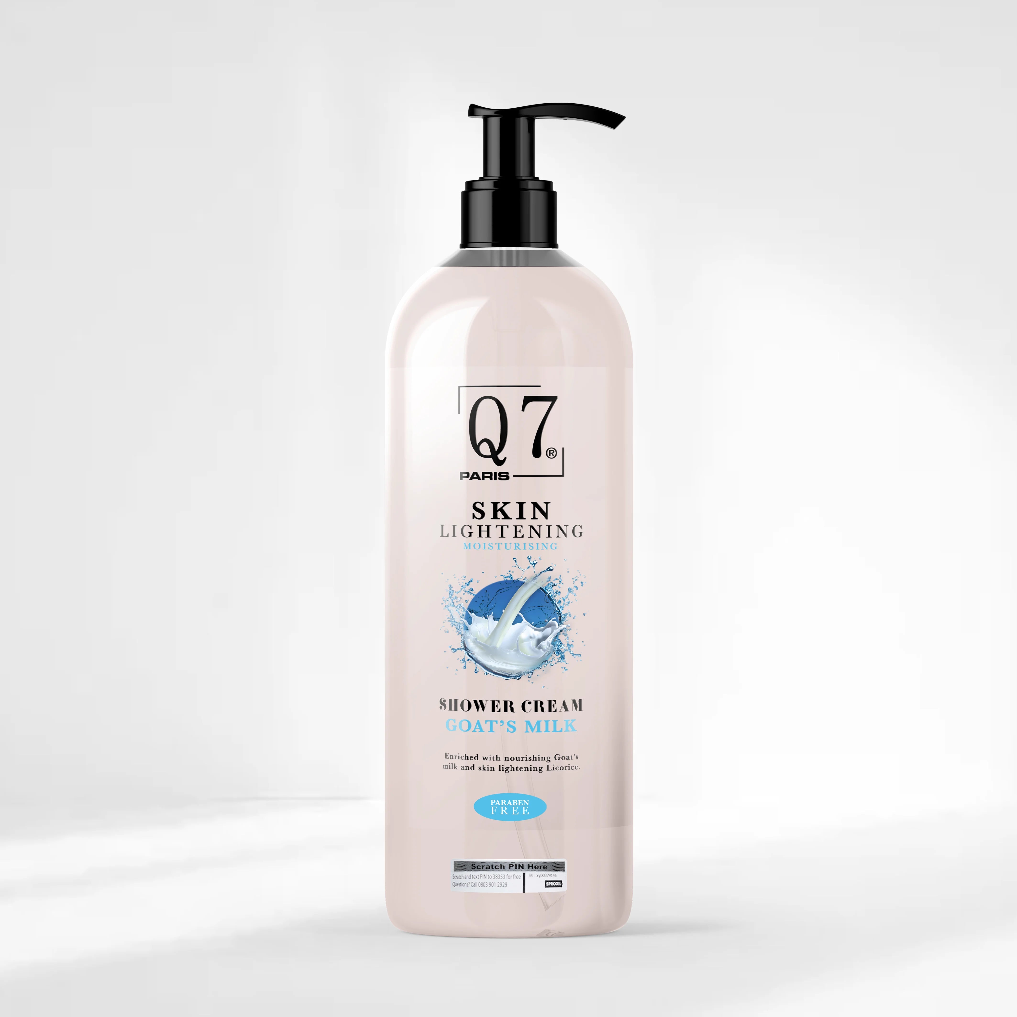 Q7Paris Skin Lightening Premium Shower Cream: with Goat's Milk and Licorice - 1000ml