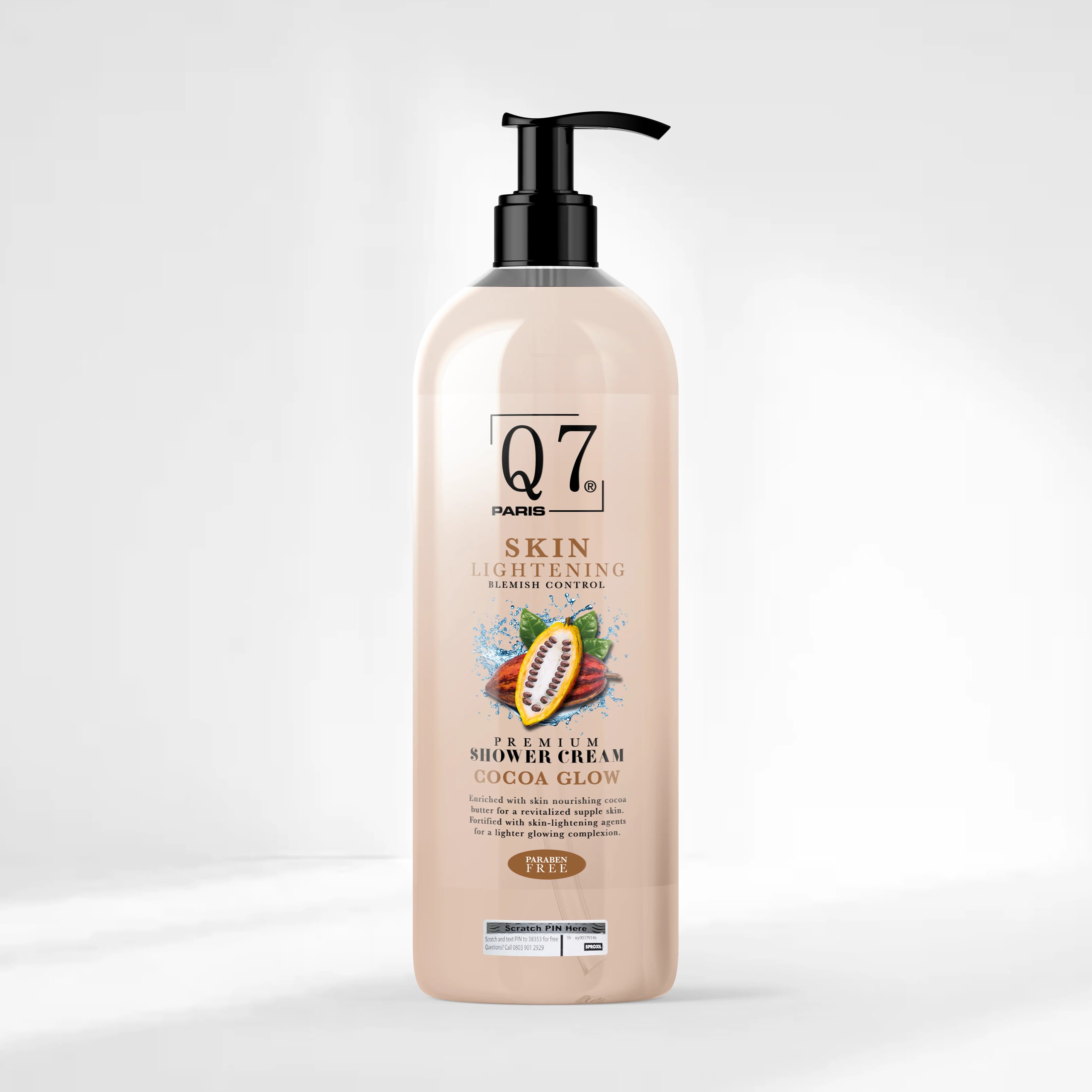 Q7Paris Cocoa Glow Skin Lightening Premium Shower Cream: Blemish Control with Licorice - 1000ml
