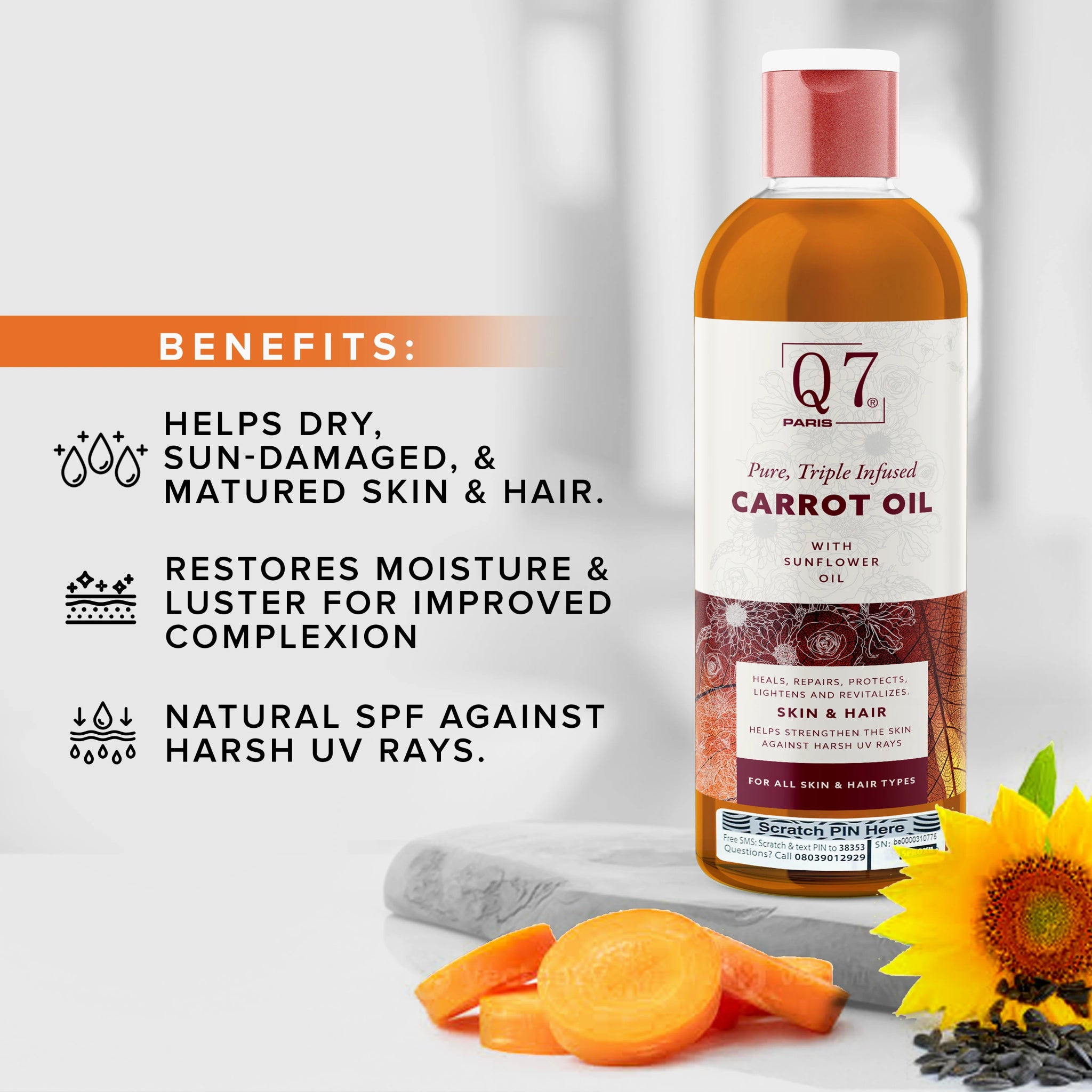 Pure, Triple Infused Carrot Oil – 250ml