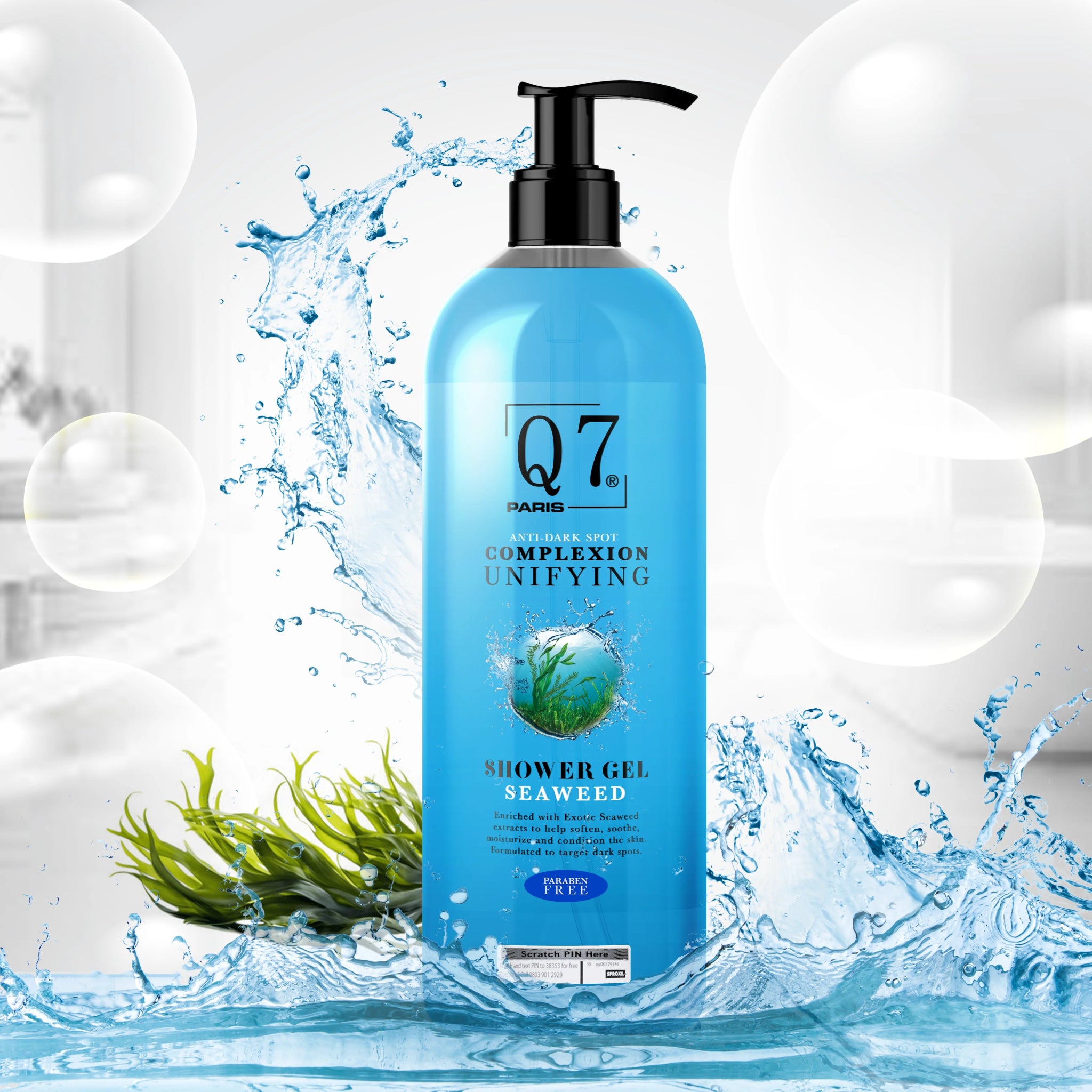 Q7Paris Anti - Dark Spot Complexion Unifying Shower Gel: with Seaweed and Licorice - 1000ml