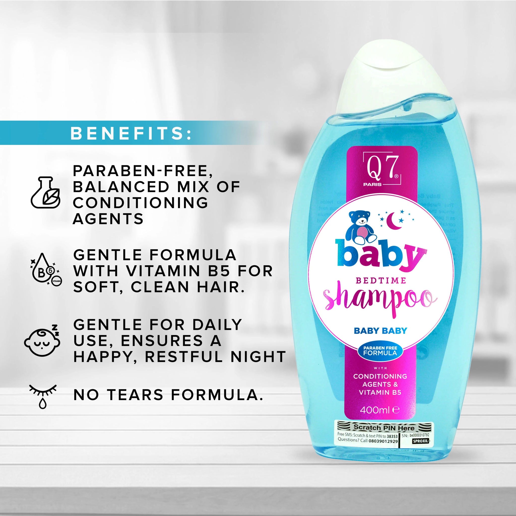 Q7Paris Baby Bedtime Shampoo ('BabyBaby'): with conditioning agents and Vitamin B5 - 400ml