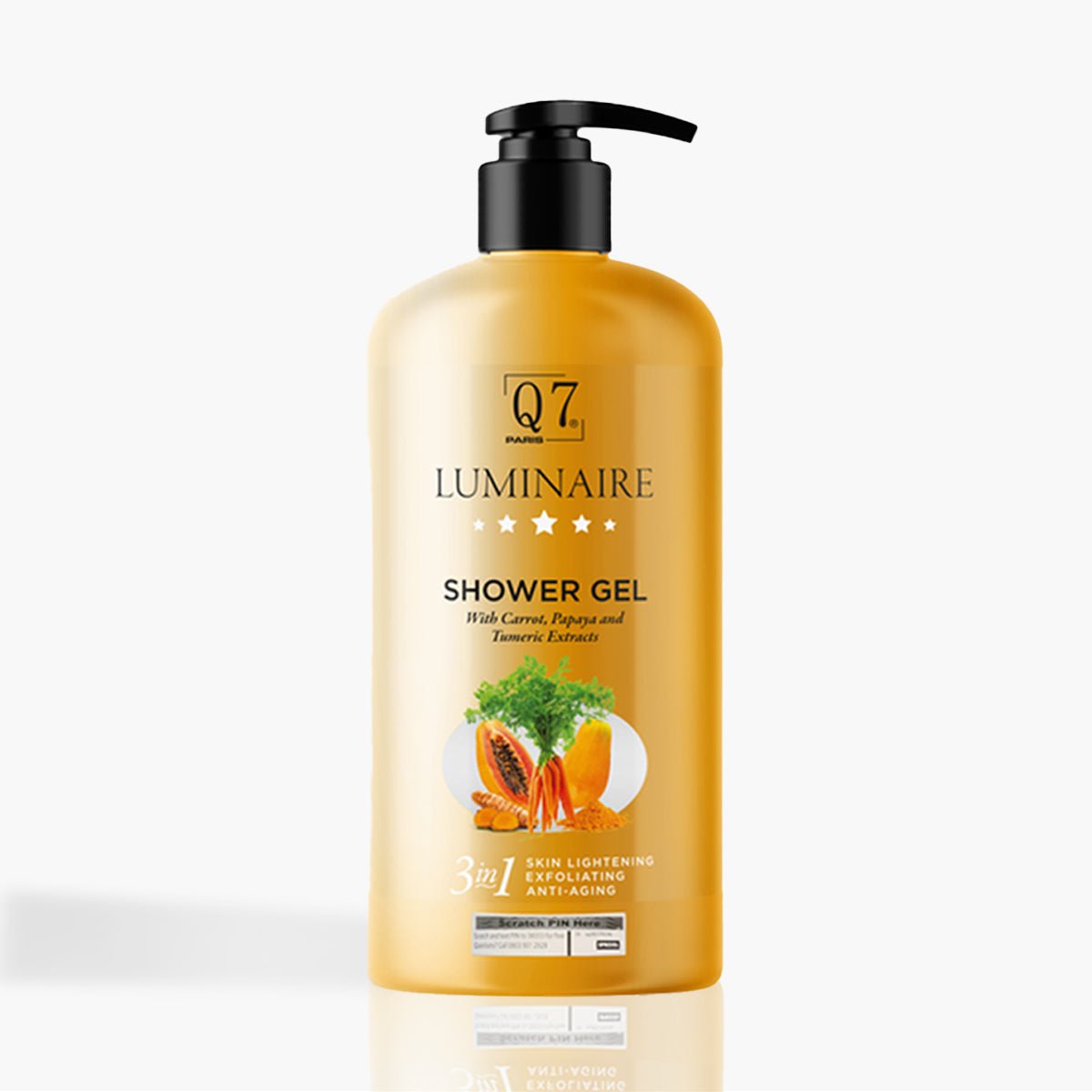 Q7Paris Luminaire 3 - in - 1 Shower gel with Carrot, Papaya, and Turmeric Extracts – 1000ml