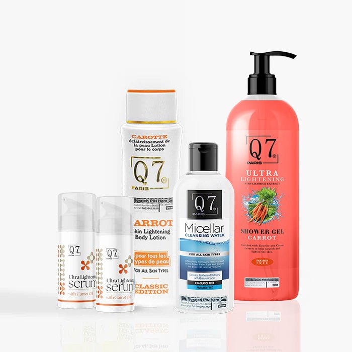 Q7Paris 5-in-1 CLASSIC EDITION – Carrot Skin Lightening Bundle with Liquid Shower Gel